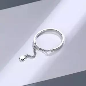 실버 컬러 미니멀리스트 체인 태슬 비즈 라운드 오픈 링 여성용 트렌디 패션 주얼리 조절 가능한 액세서리