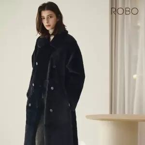 로보 25F W 프리미엄 라콘 더블 카라 롱 무스탕
