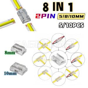 10개 2핀 COB LED 스트립 커넥터 IN 10MM PCB 모양 보드용 전선 연결용