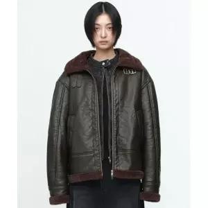 [매장정품] 밀로 MILLO WOMEN 워시드 비건 레더 무스탕 [브라운] MW096BRW 2167722