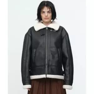 [매장정품] 밀로 MILLO WOMEN 워시드 비건 레더 무스탕 [블랙] MW096BLK 2167723