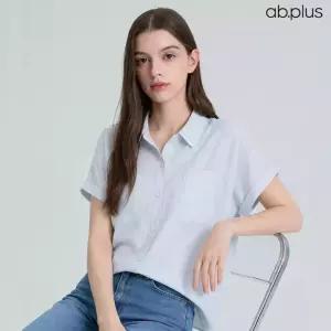 [ab.plus] 스트라이프 베이직 포켓 반팔 셔츠 (LSA3MB32A)