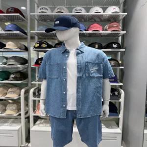 NBA 남녀공용 오버핏 골데님 워크웨어 반팔 셔츠 청남방 N262SH395P 595588