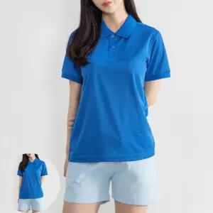 평상 데일리 여성 데이트 패션 쿨론 반팔 카라 셔츠 코발트