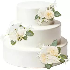 결혼식 약혼 생일 파티를 위한 3Pcs 웨딩 케이크 플라워 토퍼 인조 보리 그린 장식