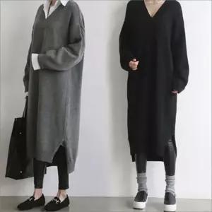 냉장고 하객 데일리 샤틴 니트 돌잔치엄마 원피스 루즈핏 겨울 여성 울혼방