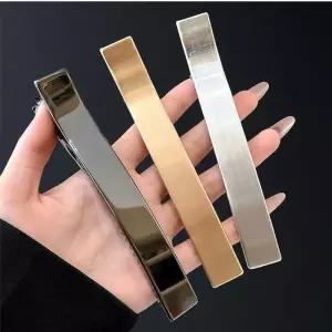 메탈 일자 대형 헤어집게핀 넙적유광 집게 머리핀 긴머리용 올림머리