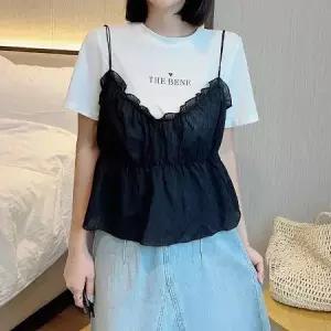 [캣츠원피스][캣츠원피스]프릴 플레어 뷔스티에 나시탑 반팔티세트