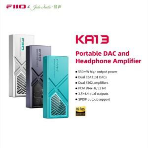 FiiO KA13 듀얼 CS43131 휴대용 DAC 앰프 IOS/안드로이드용 3.5mm  4.4mm 밸런스드 출력, 550mW 고출력