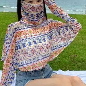 목가리개 자전거용품 일체형 골프용품 얼굴가리개 플라워 여름케이프 숄가디건 여성 페이스커버