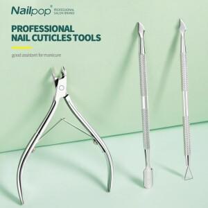 Nailpop 네일 큐티클 가위   매니큐어 페디큐어 트리머 및 푸셔 실버 데드 스킨 니퍼 퍼 도구
