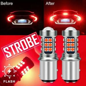 2PCS 1157 BAY15D LED 스트로브 플래싱 안전 브레이크 스톱 테일 주차등 전구 밝은 빨간색 디코딩 백업 브