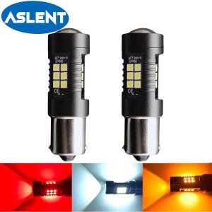 ASLENT 2x 신호 램프 P21w Led Ba15s 1156 Py21w Bau15s 전구 3030SMD 흰색 1157 Led Bay15d P21/5w 회전