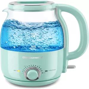 엘리트 고메 1.2L 전기 유리 주전자 1200W 고속 끓이기 조절 가능한 온도 및 보온 BPA 프리 붕규산염 자동