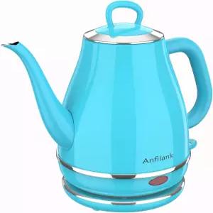 Anfilank 전기 구스넥 주전자 1L 1500W 고속 끓이기 100 스테인리스 스틸 BPA 프리 퍼오버 커피 티 자동