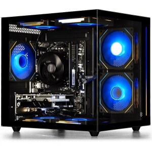 Suevery 사전 제작 데스크톱 컴퓨터 게이밍 PC, 블랙 | 16G 메모리, 512G SSD, AMD Ryzen5 6코어 3.6G 최대 4.1G, AMD Radeon 4G 그래픽 카드, Wi-Fi6