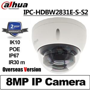 다화 IPC-HDBW2831E-S-S2 8MP POE 카메라 IP67 IK10 라이트 IR 30M 고정 초점 돔 네트워크 카메라 스타라이