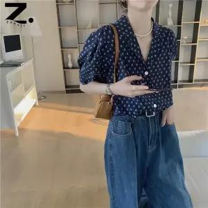 Zoovit 여성 벌룬 소매 셔츠 일상 카라 반팔티셔츠