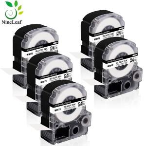 5PK Epson 24mm x 8m AS24KW 표준 라벨과 호환 가능 흰색 바탕에 검정색 LW-400 K200BL 프린터용