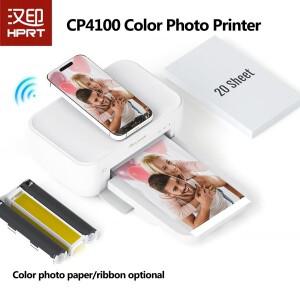 무선 프린팅 300DPI HPRT 컬러 포토 프린터 CP4100 데스크탑 가정용 열 승화 OR 4X6 인치 인화지 리본