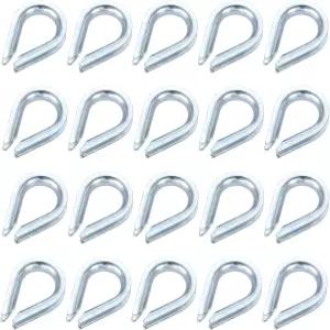 uxcell 24Pcs 와이어 로프 골무 직경 3/16인치 M5 탄소강 해양 리깅 보트 낚시 건설 산업 응용 분야
