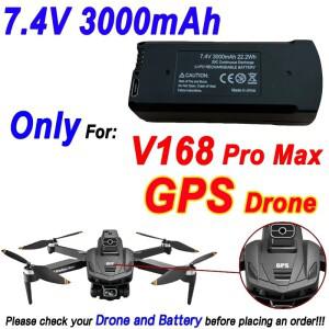 V168Pro Max Drone 용 기존 GPS 배터리 7.4V 3000mAh RC Quadcopter 액세서리 부품 3.7V