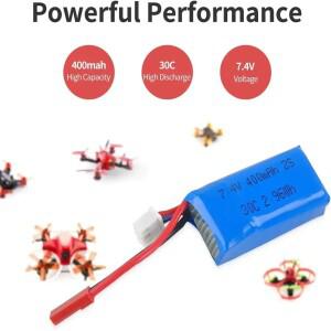 DM007 4축 공중 차량, 마이크로 FPV 레이싱 드론 쿼드콥터용 JST 플러그가 포함된 7.4V 400mAh 2S 30C LiP