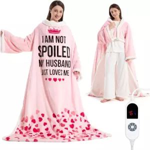 여성용 웨어러블 온열 담요 아내를 위한 독특한 크리스마스 선물 소매가 달린 전기 던지기 발 주머니