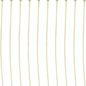 디코스메틱 150Pcs 18K 금 도금 헤드 핀 황동 플랫 24 게이지 스트레이트 롱 주얼리 DIY 제작용 비딩 엔드