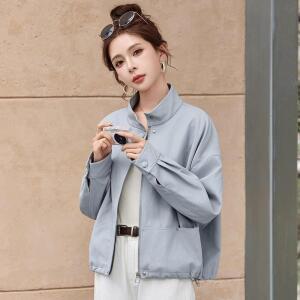 청수정 여성 차이나 가죽 코트 봄가을 쇼트 블레이저 KS