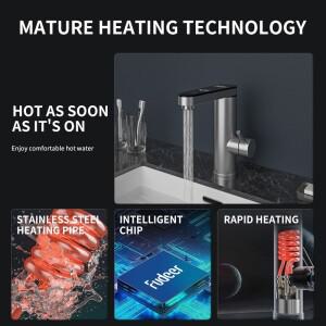 Fudeer 3400W 220V 전기 주방 온수기 탭 인스턴트 뜨거운 스테인레스 스틸 수도꼭지 히터 냉난방