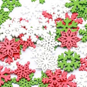 50Pcs 20/25mm 혼합 된 나무 조각 크리스마스 눈송이 Scrapbooking Embellishment 공예 DIY 장식