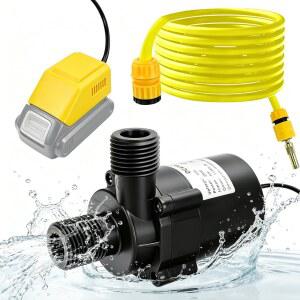 무선 브러시리스 워터 트랜스퍼 펌프 1200L/H 고유량 정원 관개용 세차 펌프 디월트 20V 배터리 핀 호환 호스 포함