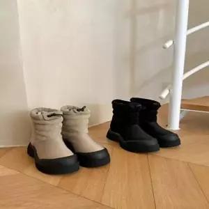 여성 앵클부츠 패딩부츠 방한 겨울 베이지 블랙-WFPQJZP