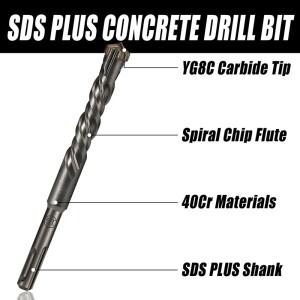 콘크리트 SDS 플러스 5-16mm 비트 크로스 커터 헤드 더블 오거 해머 벽돌 블록 전기 석공 1개