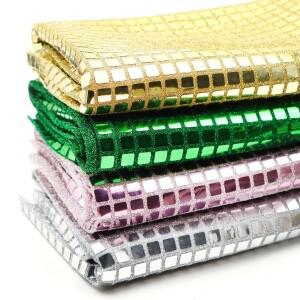 1pc Precut 50x150cm DIY 봉제 테이블 러너 웨딩 파티 배경 휴일 장식을위한 금속 격자 무늬 폴리 에스터