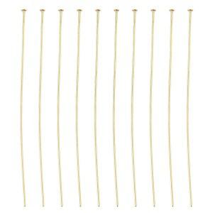 디코스메틱 150Pcs 18K 금 도금 헤드 핀 황동 플랫 24 게이지 스트레이트 롱 주얼리 DIY 제작용 비딩 엔드
