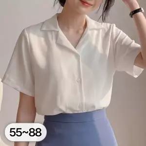 라뷰드 여성 기본 브이넥 반팔 셔츠 블라우스 봄가을 여름 데일리 오피스 하객 정장 기본 심플 루즈핏 오버