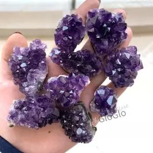 천연 보라색 브라질 자수정 석영 크리스탈 클러스터 Druzy Geode 돌 표본 홈 장식 공예품 장