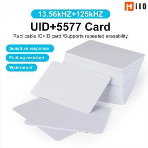 10pcs 듀얼 주파수 RFID 13.56MHz UID + 125KHz T5577 재기록 가능 흰색 카드 액세스 제어 칩 복제 복합 태