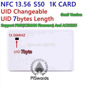 S50 NFC 13.56Mhz 7바이트 UID 0 블록 GEN3 재작성 변경 가능 RFID 카드 쓰기  매직 복사 복제