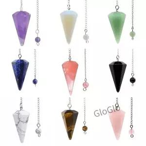 천연석 석영 마노 펜던트 ki 콘 자수정 매력 진자 운세 Dowsing 크리스탈