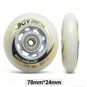 78mm 인라인 스케이트 휠 ABEC-7 608 베어링 80A 경도 PPPU 롤러블레이드용 교체 휠 4개 팩