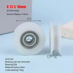 U자형 롤러 풀리 휠 6x315x10mm V 트랙이 있는 가이드 베어링 626