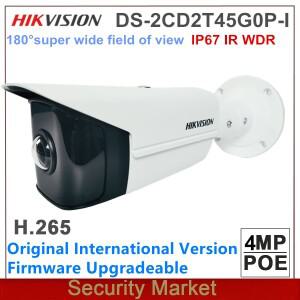 원래 영어 Hikvision DS-2CD2T45G0P-I 4MP 슈퍼 와이드 앵글 IP67 180 ° 고정 총알 네트워크 카메라