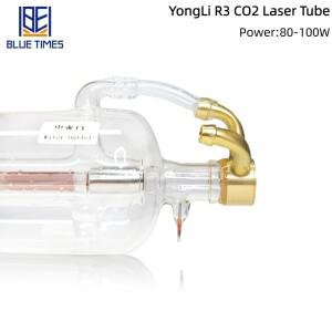 오리지널 YongLi R3 CO2 레이저 튜브 80-100W 고안정성 밀봉 유리 파이프 1250mm CNC 기계용 교체 부품