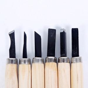6pcs 나무 조각 끌 강한 강인성 휴대용 목판 도구 목공 수제