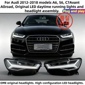 아우디 2012-2018년식 A6 C7Avant 올로드 모델용 순정 LED 주간주행등 및 헤드라이트 어셈블리. 플러그 앤