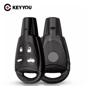 KEYYOU 1PCS 원격 자동차 키 케이스 Saab 93 95 20032007 4 버튼 Uncut Blade 스마트 카드 열쇠가없는 Fob