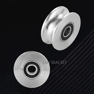 1Pcs 304 스테인레스 스틸 트랙 풀리 베어링 조용한 휠 슬라이딩 도어 V/U/H  그루브 와이어 로프 방향 롤